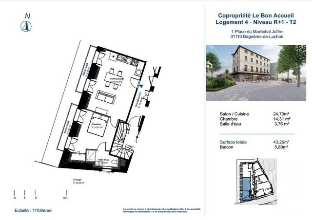 Appartement F2 à vendre - 4 pièces - 95.67 m2 - BAGNERES DE LUCHON - 31 - MIDI-PYRENEES - Century 21 Pyrénées Immo