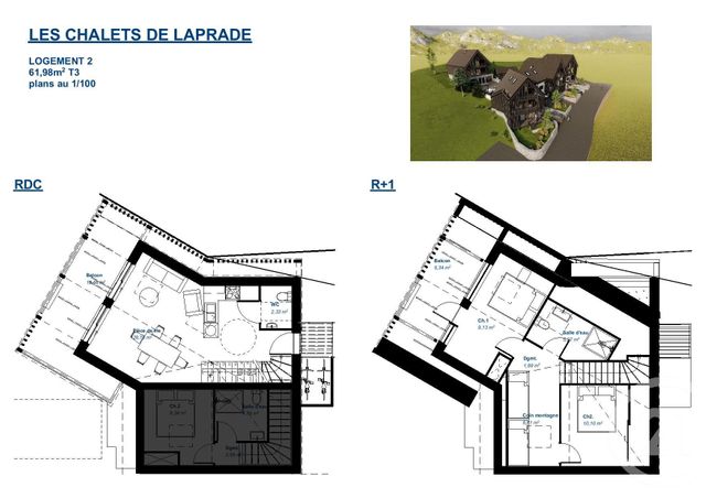 Appartement F3 à vendre - 3 pièces - 66.18 m2 - LOUDENVIELLE - 65 - MIDI-PYRENEES - Century 21 Pyrénées Immo