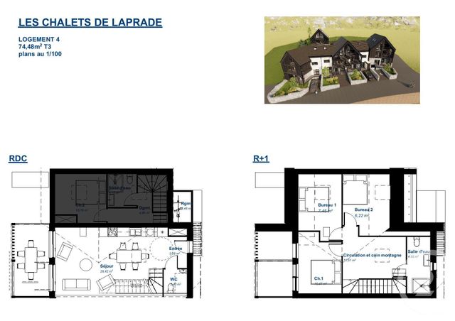 Appartement F4 à vendre - 4 pièces - 73.58 m2 - LOUDENVIELLE - 65 - MIDI-PYRENEES - Century 21 Pyrénées Immo