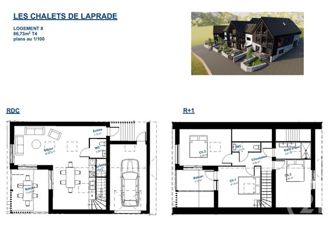 Appartement F4 à vendre - 4 pièces - 85.31 m2 - LOUDENVIELLE - 65 - MIDI-PYRENEES - Century 21 Pyrénées Immo