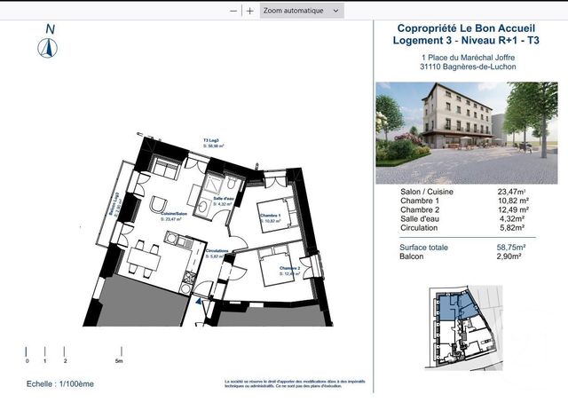 Appartement F3 à vendre - 3 pièces - 58.75 m2 - BAGNERES DE LUCHON - 31 - MIDI-PYRENEES - Century 21 Pyrénées Immo